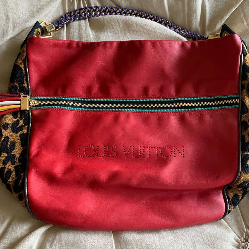 Limited edition Louis Vuitton red leather leopard